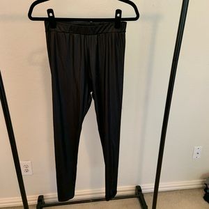 Black Faux Leather Leggings - Size L